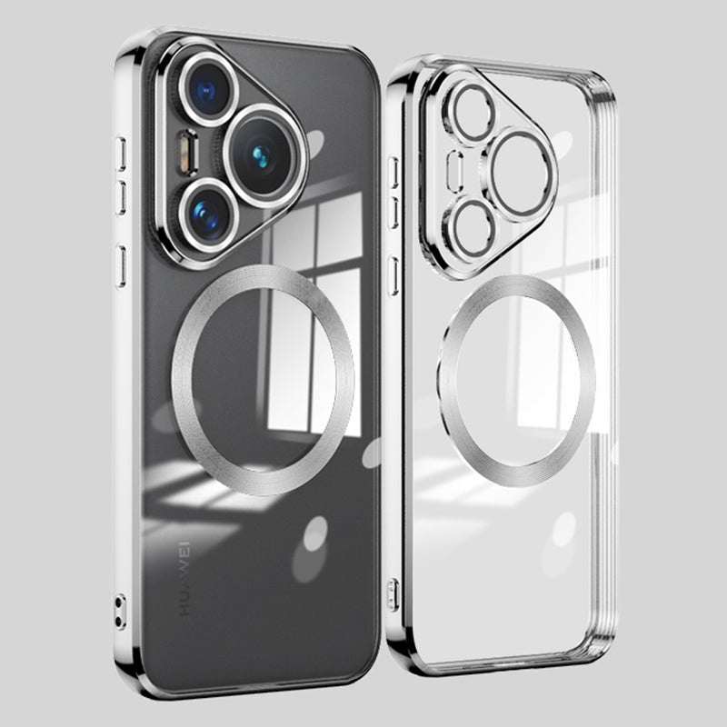 For Huawei Pura 70 Case Electroplating Clear TPU Cell Phone Cover Built-In Glass Lens Film For Huawei Pura 70 Case Electroplating Clear TPU Cell Phone Cover Built-In Glass Lens Film
